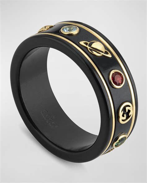 gucci icon ring black|gucci gold textured icon ring.